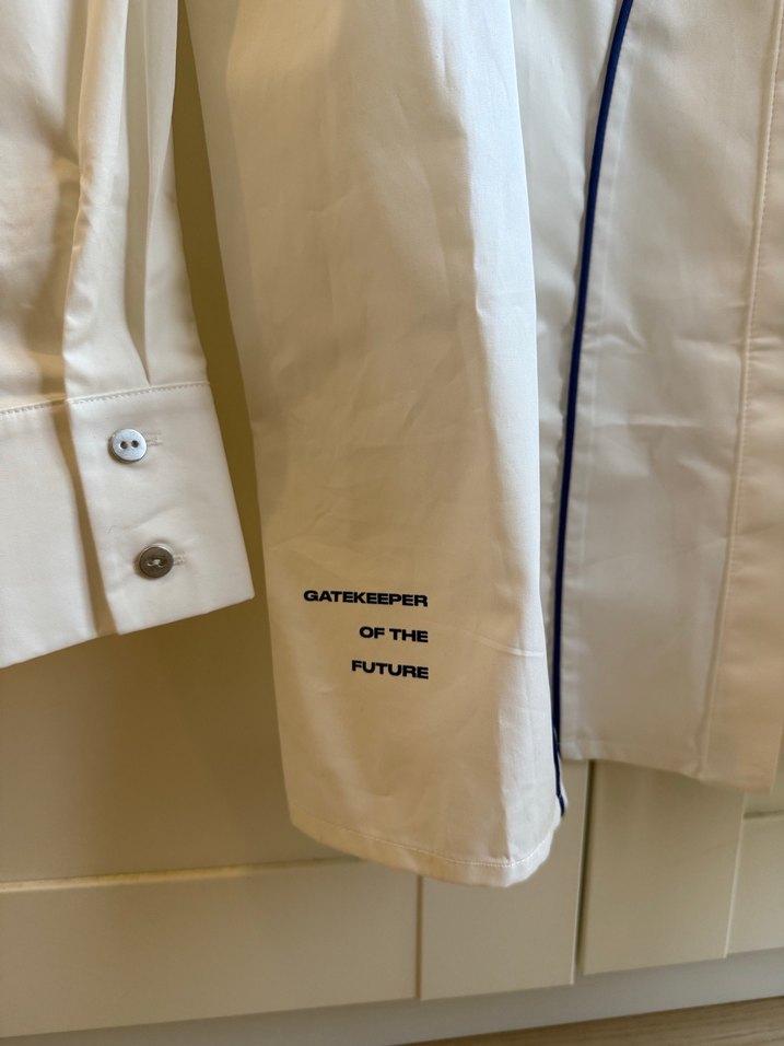 KNTLGY Kadın Beyaz Pamuklu Baskılı Gömlek - Görsel 3