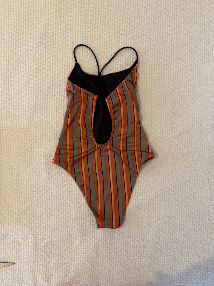 Calzedonia Çizgili İnce Askılı Kahverengi Mayo - Görsel 2