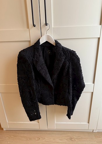 s Beden Zara Siyah Nakışlı Kadın Ceket Blazer ve Şort Etek Takım