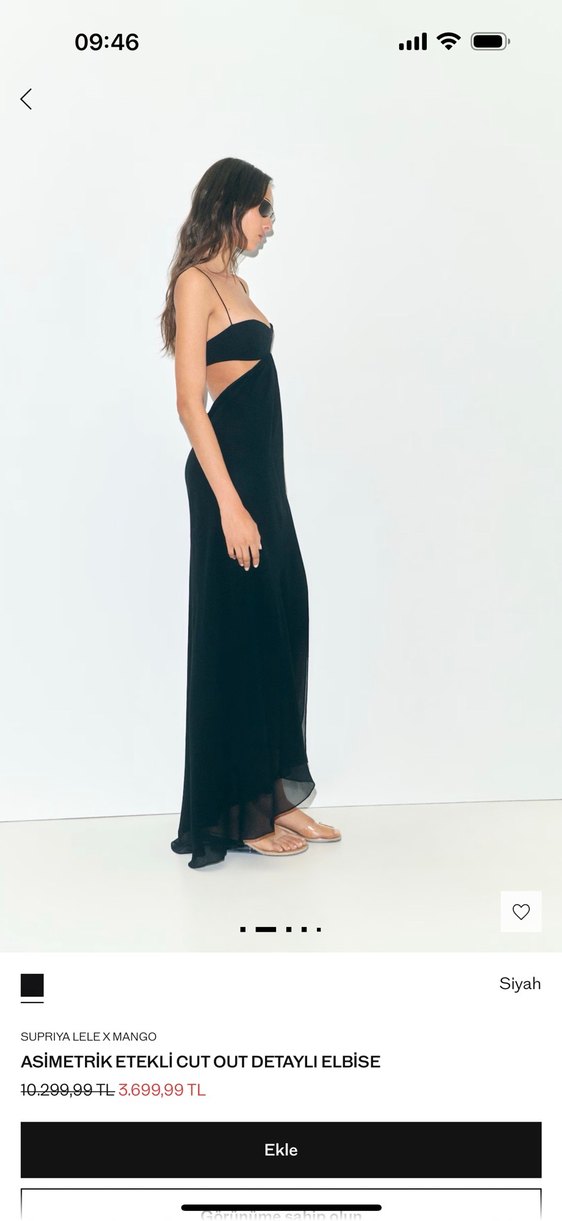 Siyah Askılı Uzun Elbise Yan Yırtmaçlı Mango Supriya Lele - Görsel 5