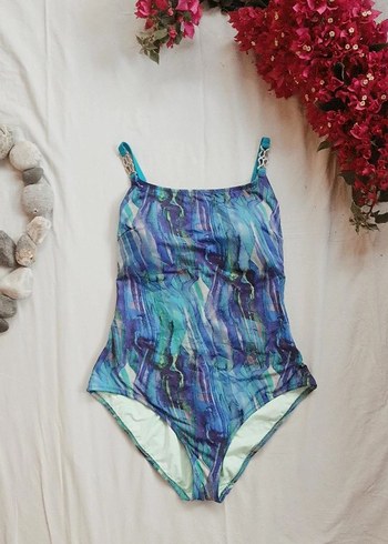(Satildi)Kadın Mavi Tie-Dye Askılı Mayo