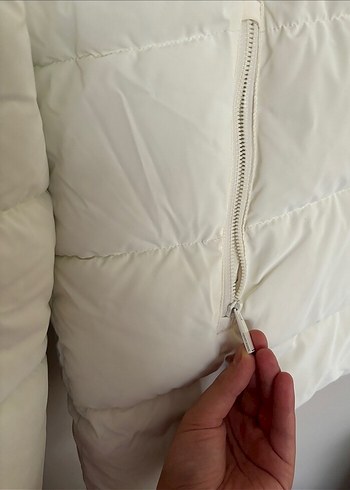 xxl Beden beyaz Renk Beyaz Fermuarlı Kadın Kışlık Mont