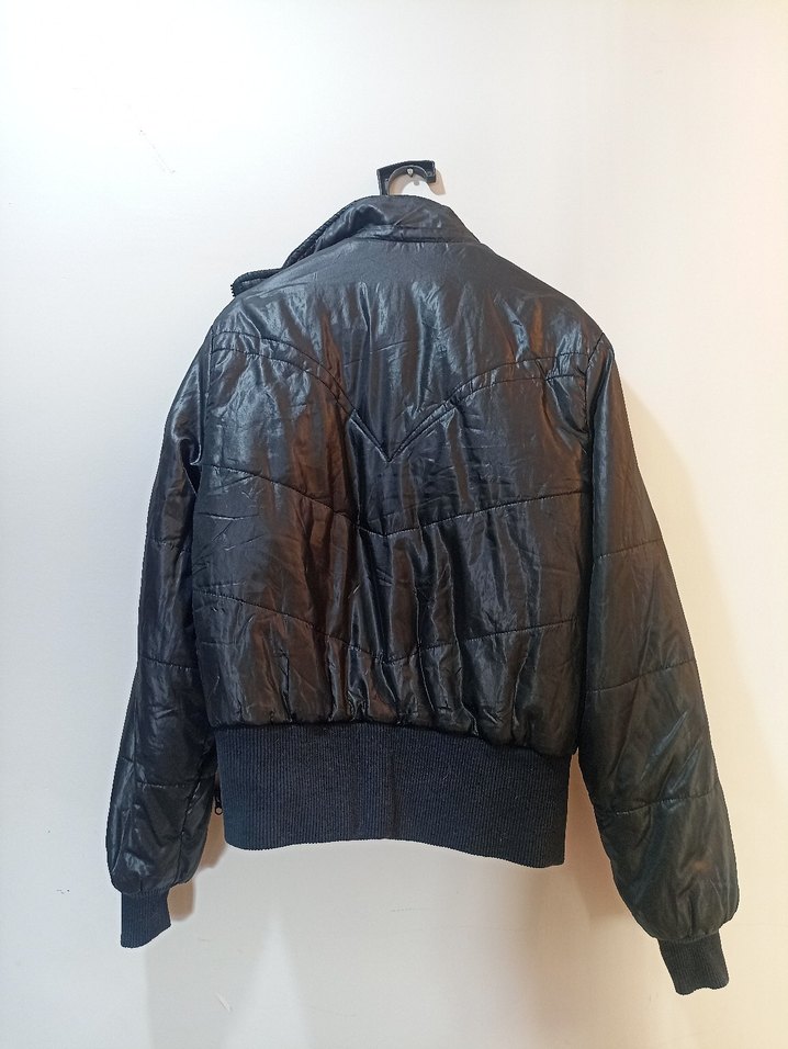 Düğmeli Siyah Deri Kadın Ceket - Görsel 2