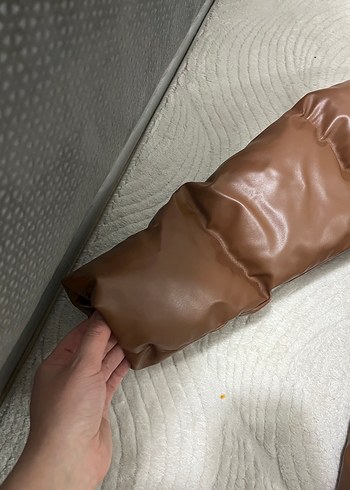 Kahverengi Deri Kadın Kışlık Mont - Görsel 8