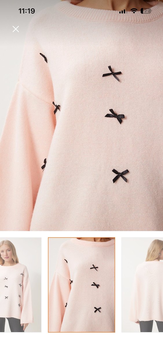 Nakış Detaylı Pembe Örgü Kadın Kazak - Görsel 2