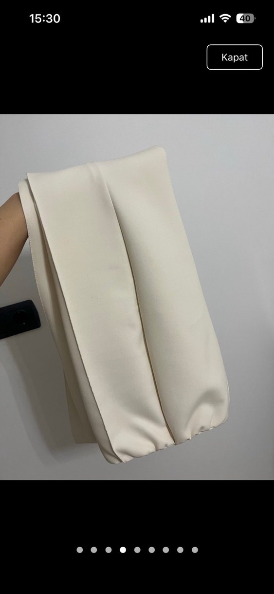 Kadın Bej Pilili Uzun Kumaş Pantolon - Görsel 5