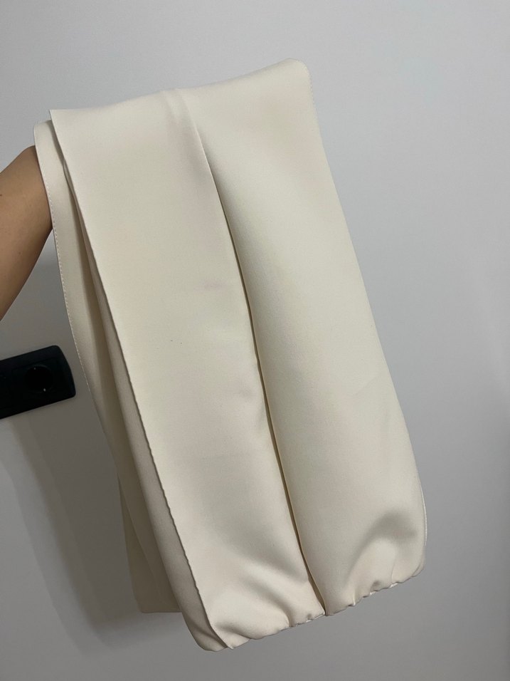 Bej Kadın Piliseli Uzun Kumaş Pantolon - Görsel 5