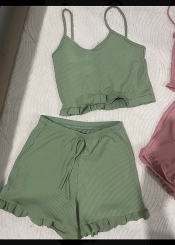 Olalook Askılı Fırfırlı Haki Pijama Takımı - Görsel 2