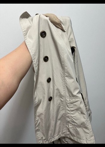 Bej Düğmeli Midi Trençkot - Görsel 3