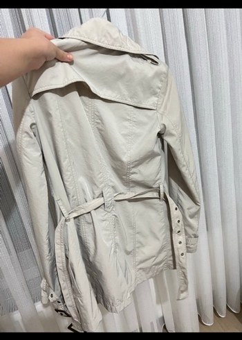 Bej Düğmeli Midi Trençkot - Görsel 4