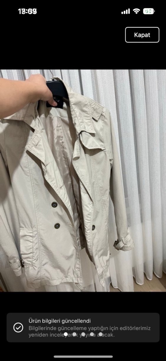 Bej Düğmeli Midi Trençkot - Görsel 2