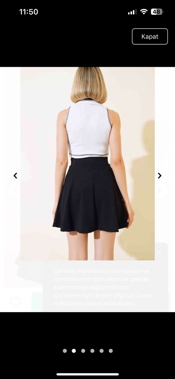 Siyah Mini Etek, Dar Kesim, Günlük - Görsel 2