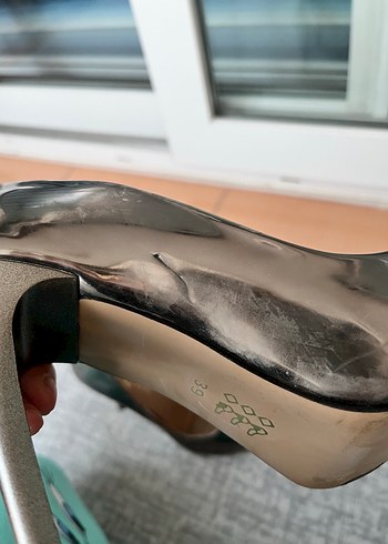 Gri Parlak Stiletto  Kadın Topuklu - Görsel 2