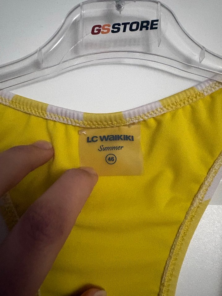 Sarı Çizgili Kadın Mayo - Görsel 4