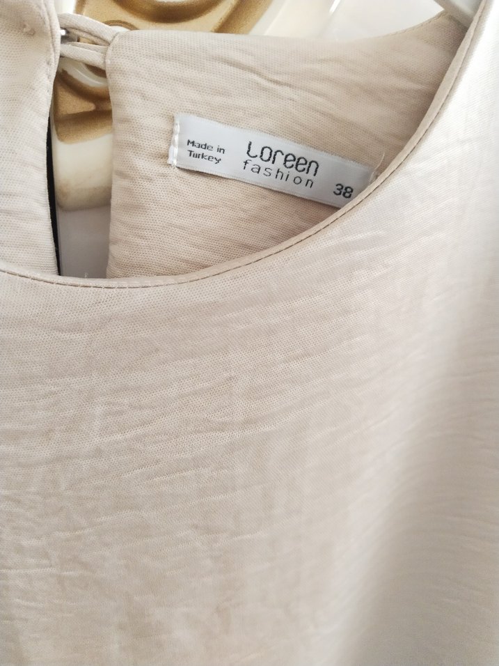 Bej Kadın Uzun Kollu Salaş Tunik - Görsel 3