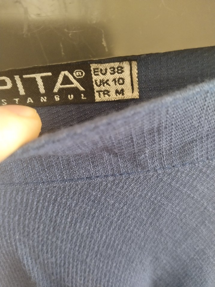 Mavi Keten Uzun Salaş Etek - Görsel 2