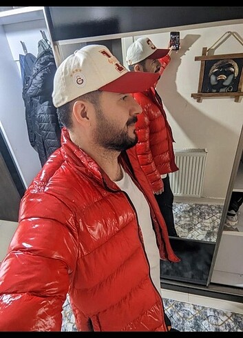 xl Beden kırmızı Renk Şişme Mont