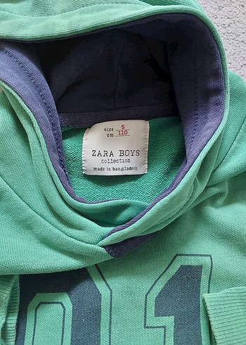 Erkek Çocuk Yeşil Kapüşonlu Sweatshirt - Görsel 2