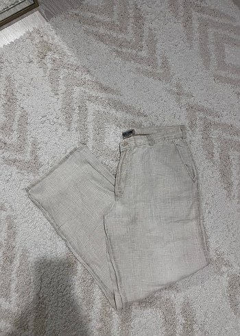 48 Beden Dynamo Bej Keten erkek Pantolon