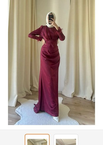 Bordo Drapeli Uzun Abiye Elbise