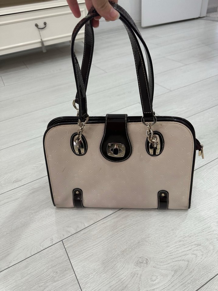 Bej Deri Kadın Çanta Tokalı Modern Klasik - Görsel 3