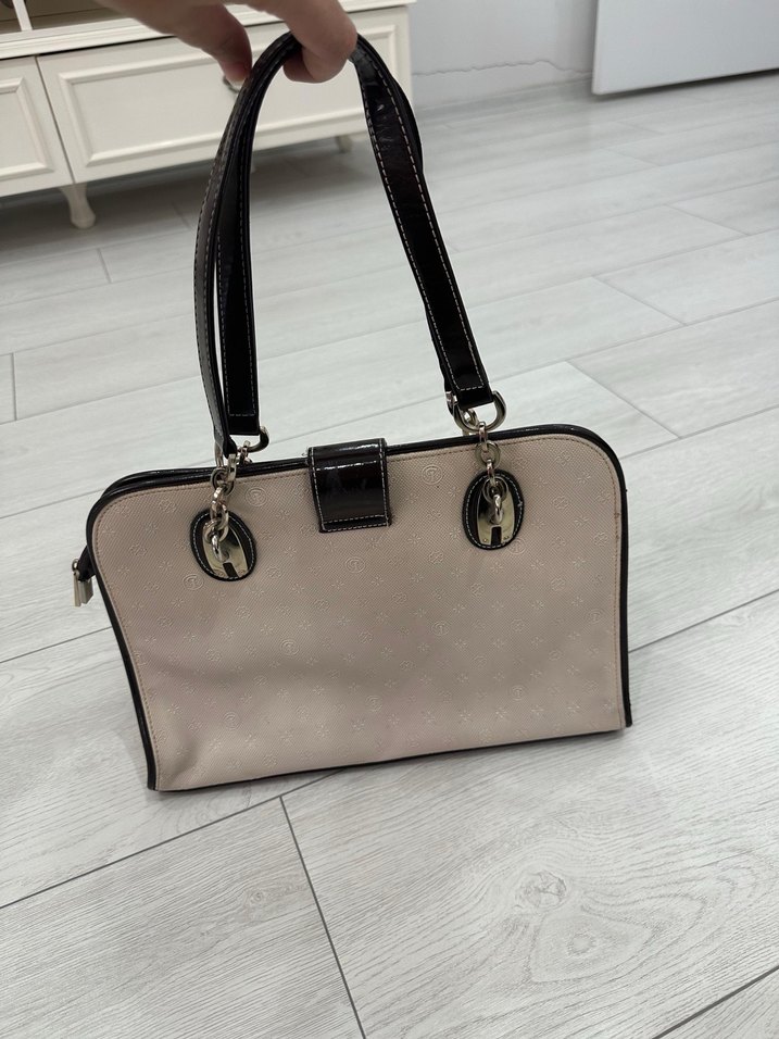 Bej Deri Kadın Çanta Tokalı Modern Klasik - Görsel 4