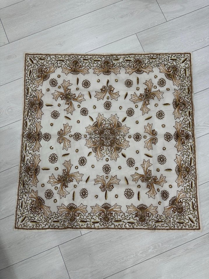 Bohem Nakışlı Kahverengi Masa Örtüsü Seti - Görsel 3