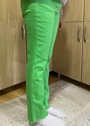 Yeşil Keten Midi Kadın Pantolon - Görsel 2