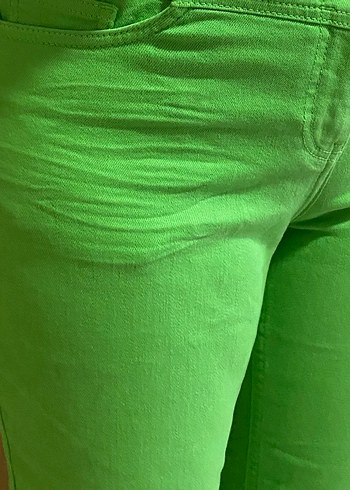 Yeşil Keten Midi Kadın Pantolon - Görsel 8