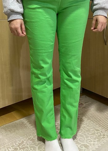 Yeşil Keten Midi Kadın Pantolon - Görsel 3