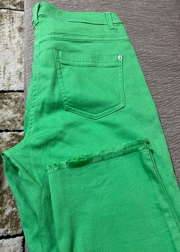 Yeşil Keten Midi Kadın Pantolon - Görsel 5