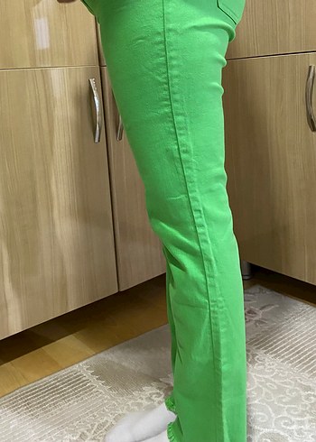 Yeşil Keten Midi Kadın Pantolon - Görsel 10