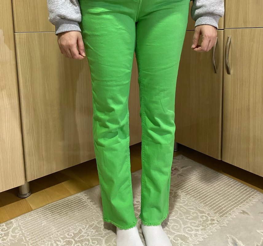 Yeşil Keten Midi Kadın Pantolon - Görsel 3