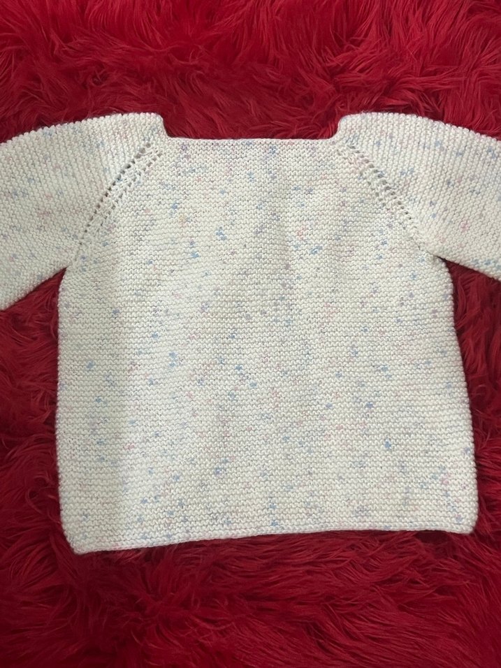 Renkli Düğmeli Beyaz Örgü Kız Hırka - Görsel 2