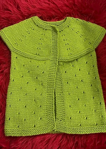 Kız Çocuk Bohem Yeşil Kolsuz Triko Kazak - Görsel 2