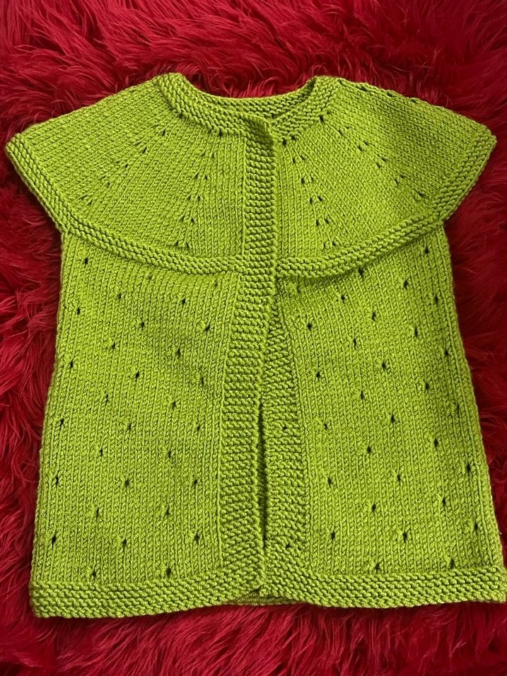 Kız Çocuk Bohem Yeşil Kolsuz Triko Kazak - Görsel 2