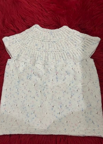 Beyaz Vintage Kız Triko Süveter - Görsel 2