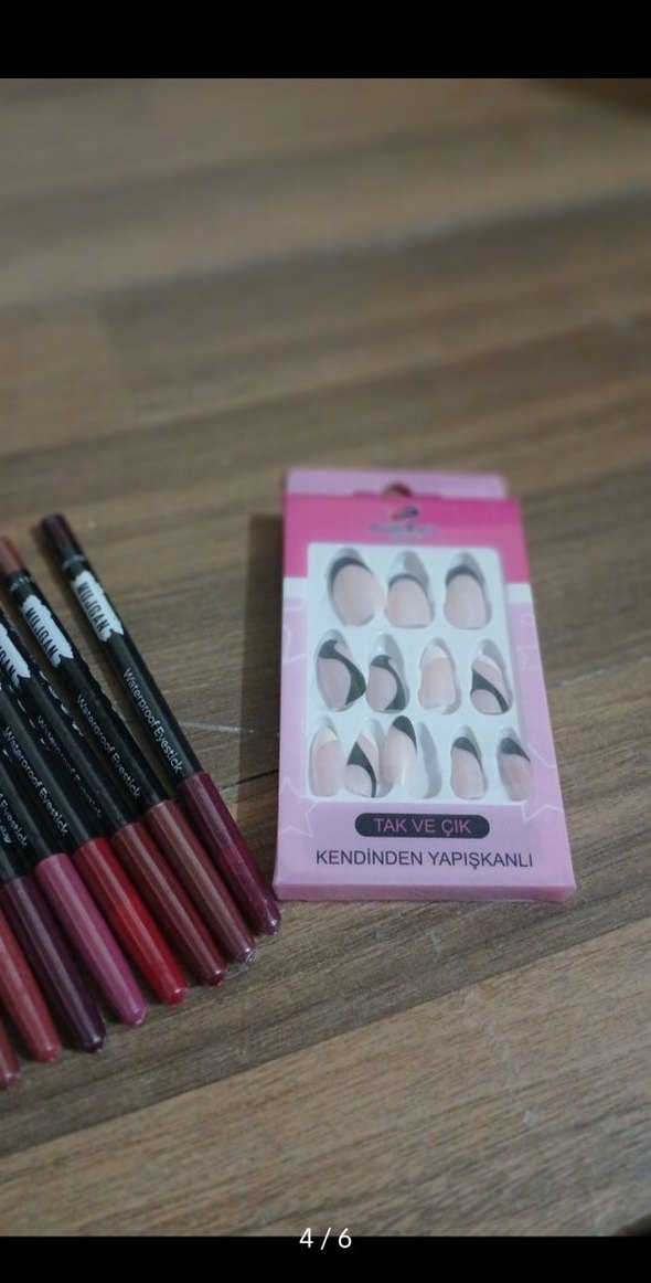 Koyu Pembe Dudak Kalemi Seti takma tırnak - Görsel 4