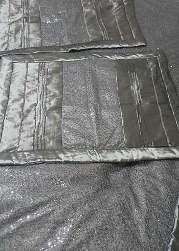 Gri parlak 2 yastık kılıfı yatak örtüsü - Görsel 5