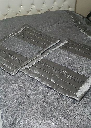 Gri parlak 2 yastık kılıfı yatak örtüsü - Görsel 8