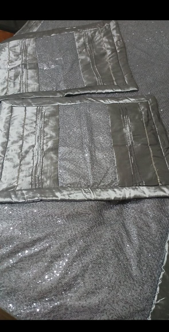 Gri parlak 2 yastık kılıfı yatak örtüsü - Görsel 5