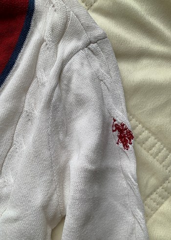 V Yaka Beyaz Örgü Kadın Triko - Görsel 3