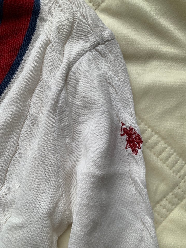 V Yaka Beyaz Örgü Kadın Triko - Görsel 3