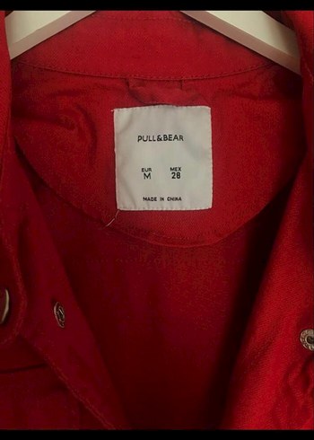Pull and Bear Düğmeli Kırmızı Süet Midi Ceket