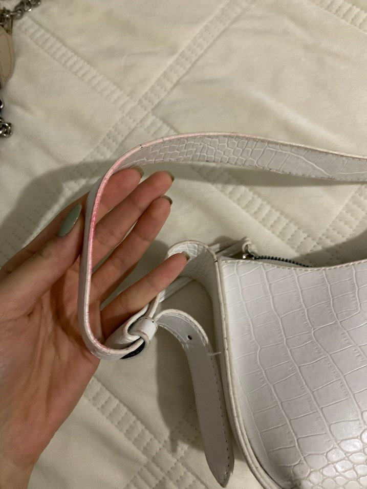 Beyaz Yılan Desenli Deri Kadın Çanta - Görsel 2