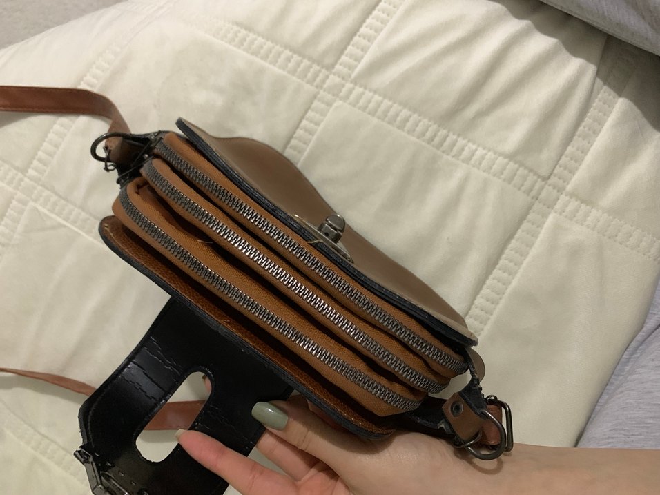 Kahverengi Deri Tokalı Kadın Çanta - Görsel 2