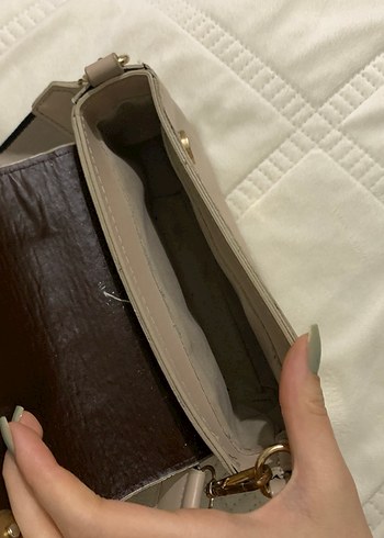 Bej Deri Kadın Çapraz Çanta - Görsel 2