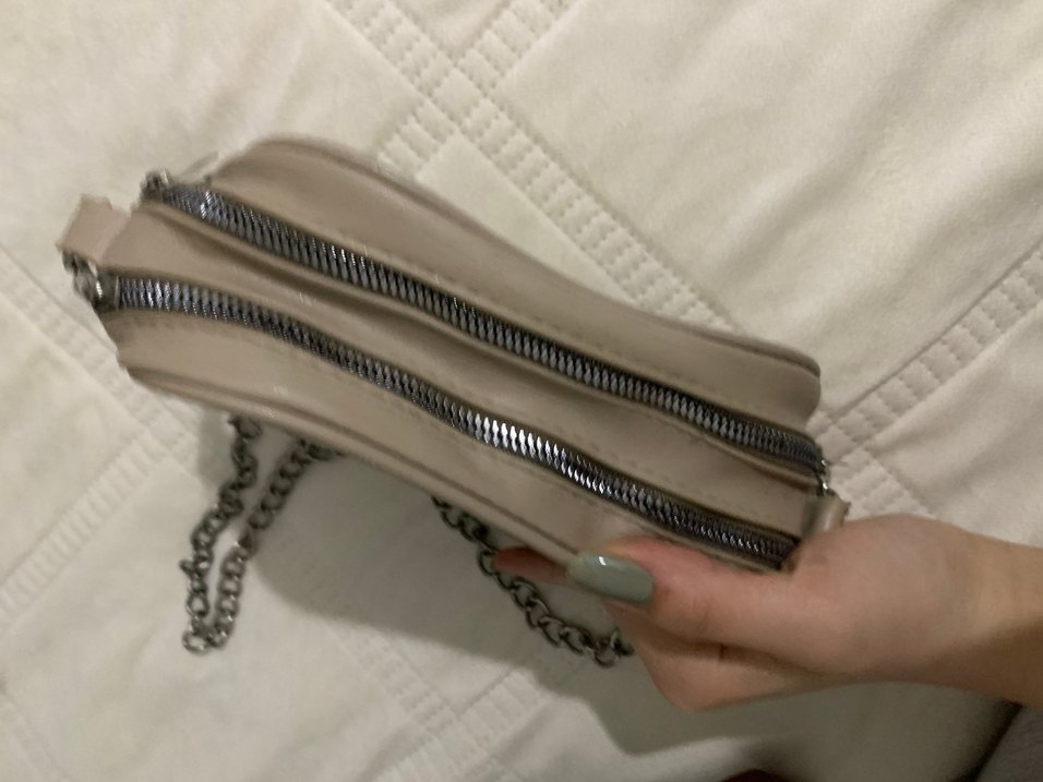 Bej Zincir Detaylı Kadın Deri Çanta - Görsel 3