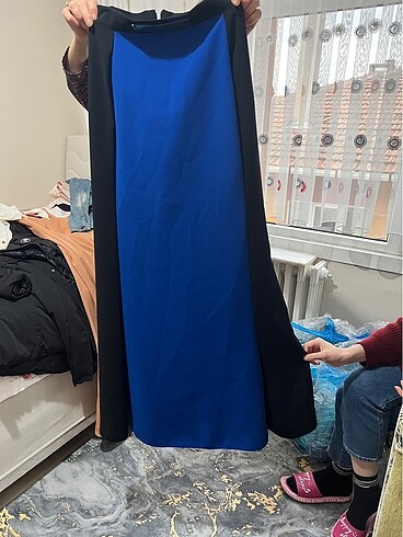 Saks siyah hafif balık kaliteli krep etek