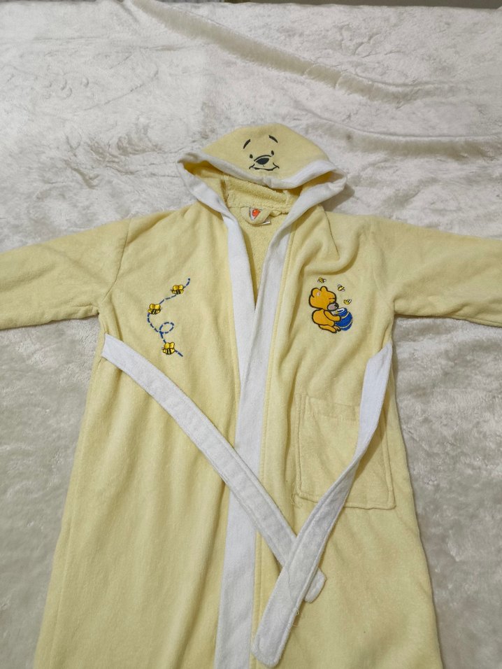 Çocuk Sarı Nakışlı Polar Bornoz - Görsel 3